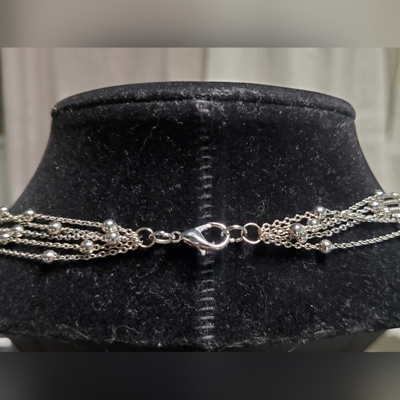 Mulit-Chain Waterfall Necklace & Drop Earring Set Silver-Tone - Picture 5 of 9